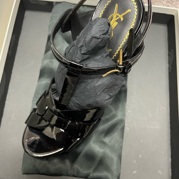 Saint Laurent Tribute Patent High Heel Platform Sandals Black. New with box. - Picture 9 of 10